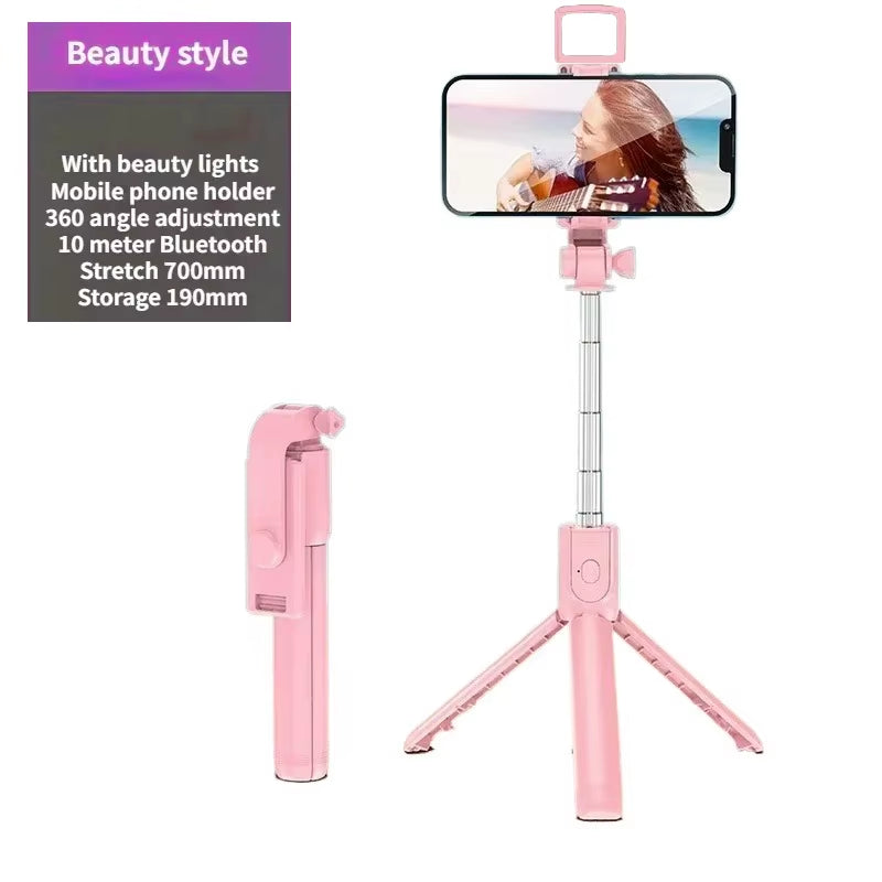 Selfie Stick Wireless Tripod Stand with Light Bluetooth Remote Extendable Tripod for Iphone Mobile Phone Tiktok Live Streaming