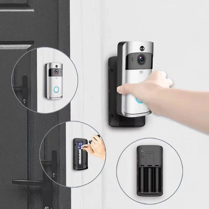 Video Doorbell Camera HD IR Alarm Wifi Doorbell Wireless Operated Motion Detector Audio & Speaker Night Vision for Ios & Android