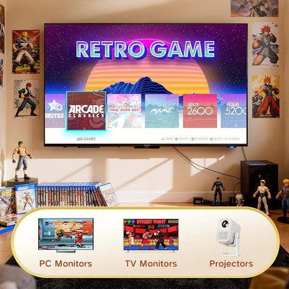 Mass Games Retro Game Console with 40000+ Built-In Games 19 Emulators 2 Wireless Controllers 4K Output & 64GB SD Card Perfect for Kids & Adults - Portable Gaming System,Tiktokshopblackfriday