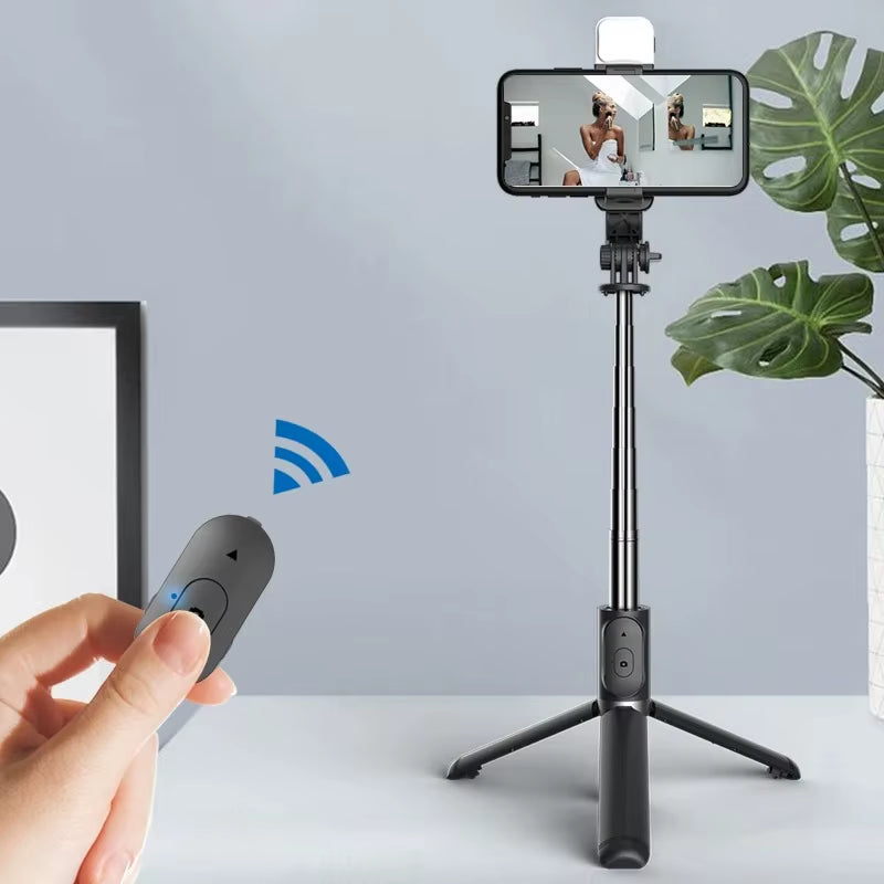 Selfie Stick Wireless Tripod Stand with Light Bluetooth Remote Extendable Tripod for Iphone Mobile Phone Tiktok Live Streaming
