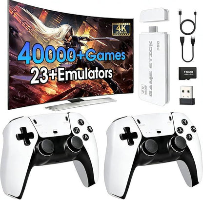 Mass Games Retro Game Console with 40000+ Built-In Games 19 Emulators 2 Wireless Controllers 4K Output & 64GB SD Card Perfect for Kids & Adults - Portable Gaming System,Tiktokshopblackfriday