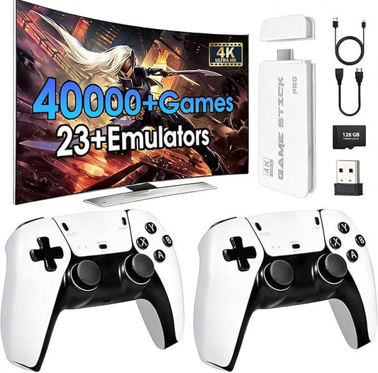 Mass Games Retro Game Console with 40000+ Built-In Games 19 Emulators 2 Wireless Controllers 4K Output & 64GB SD Card Perfect for Kids & Adults - Portable Gaming System,Tiktokshopblackfriday
