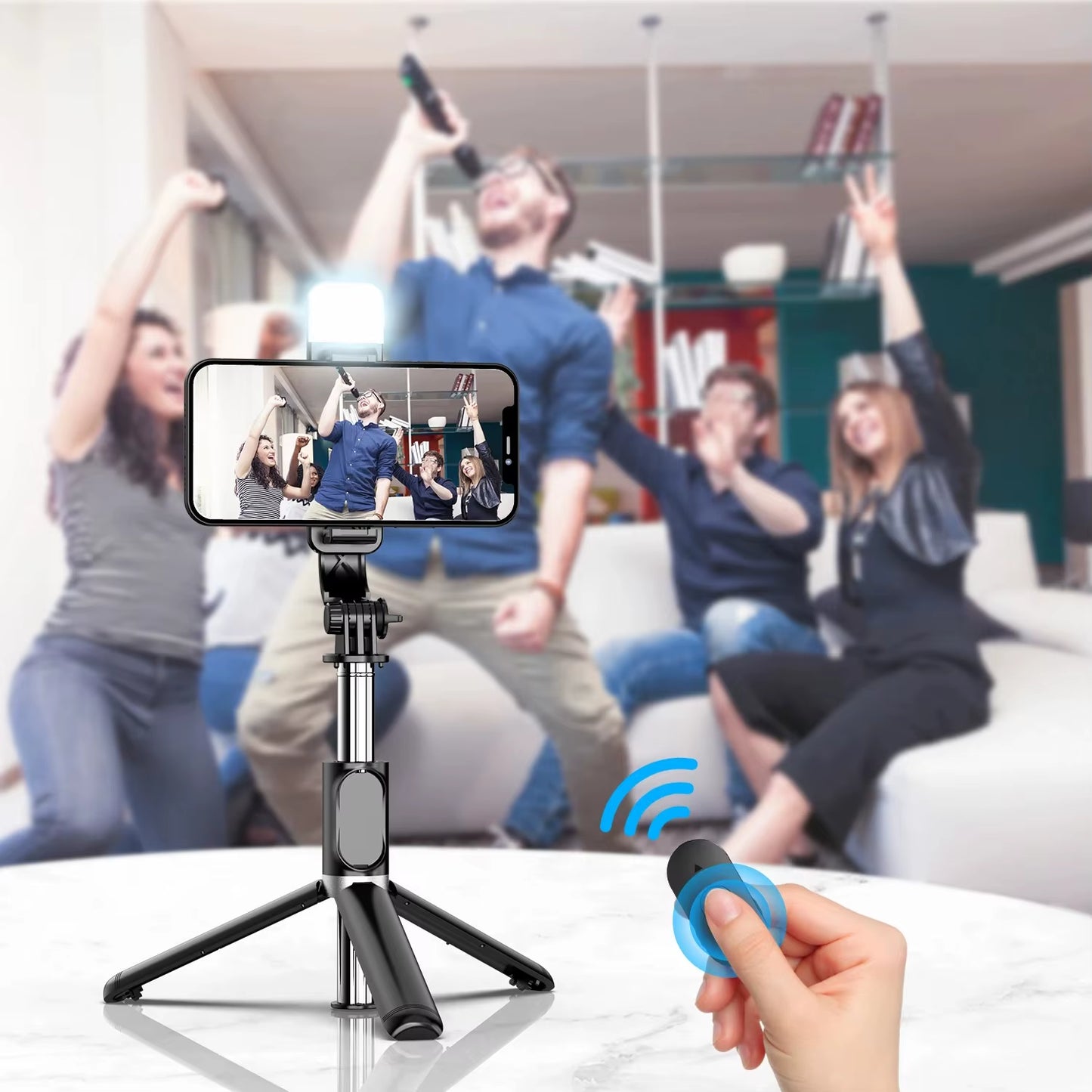 Selfie Stick Wireless Tripod Stand with Light Bluetooth Remote Extendable Tripod for Iphone Mobile Phone Tiktok Live Streaming