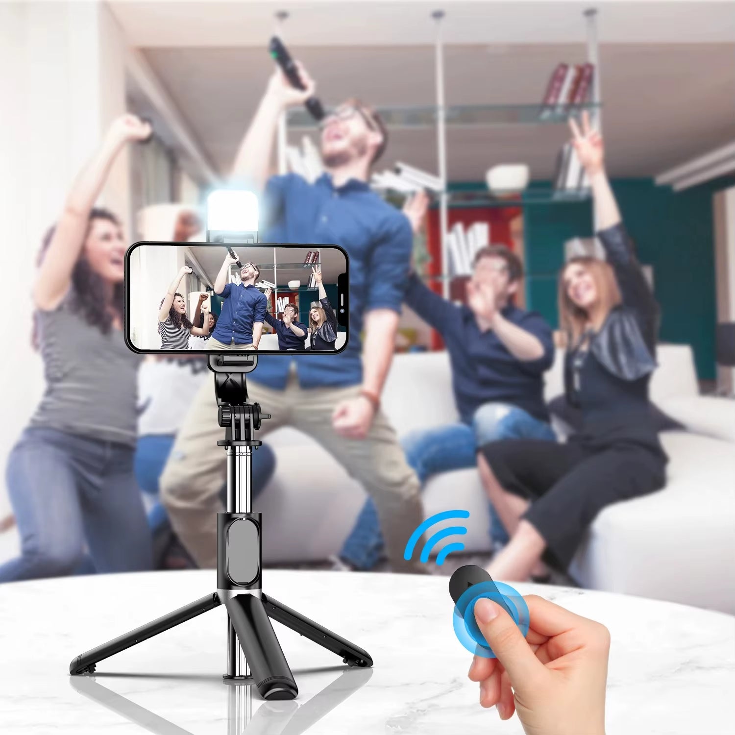 Selfie Stick Wireless Tripod Stand with Light Bluetooth Remote Extendable Tripod for Iphone Mobile Phone Tiktok Live Streaming