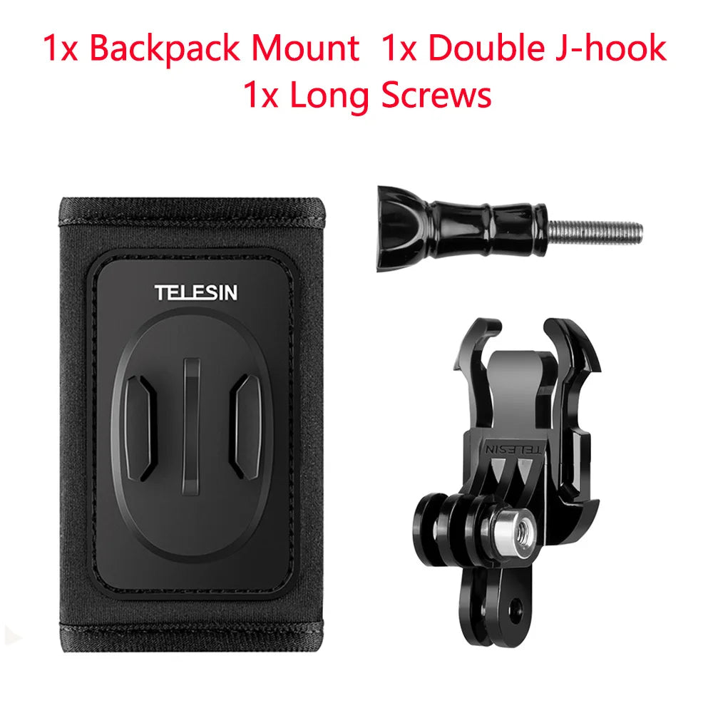 TELESIN 360° Rotation Backpack Strap Mount for  Hero 13 12 11 10 9 8 7 6 5 Insta360 SJCAM EKEN DJI Osmo Action Accessories