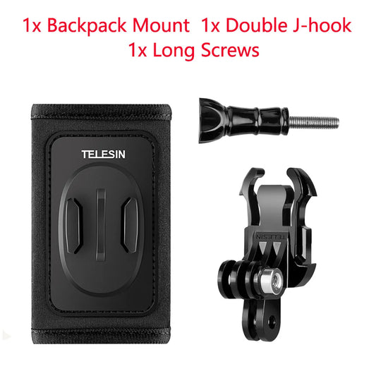 TELESIN 360° Rotation Backpack Strap Mount for  Hero 13 12 11 10 9 8 7 6 5 Insta360 SJCAM EKEN DJI Osmo Action Accessories
