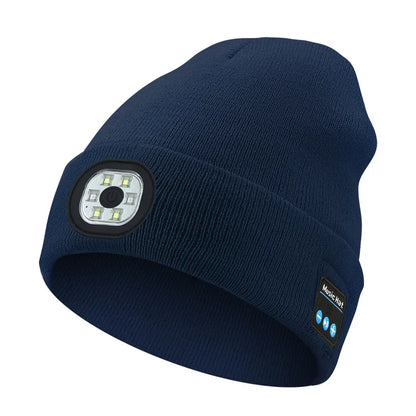 3-In-1 Function Bluetooth Beanie, Bluetooth Beanie with Light, Unisex 6 LED USB Rechargeable with Cordless Headphones Beanie