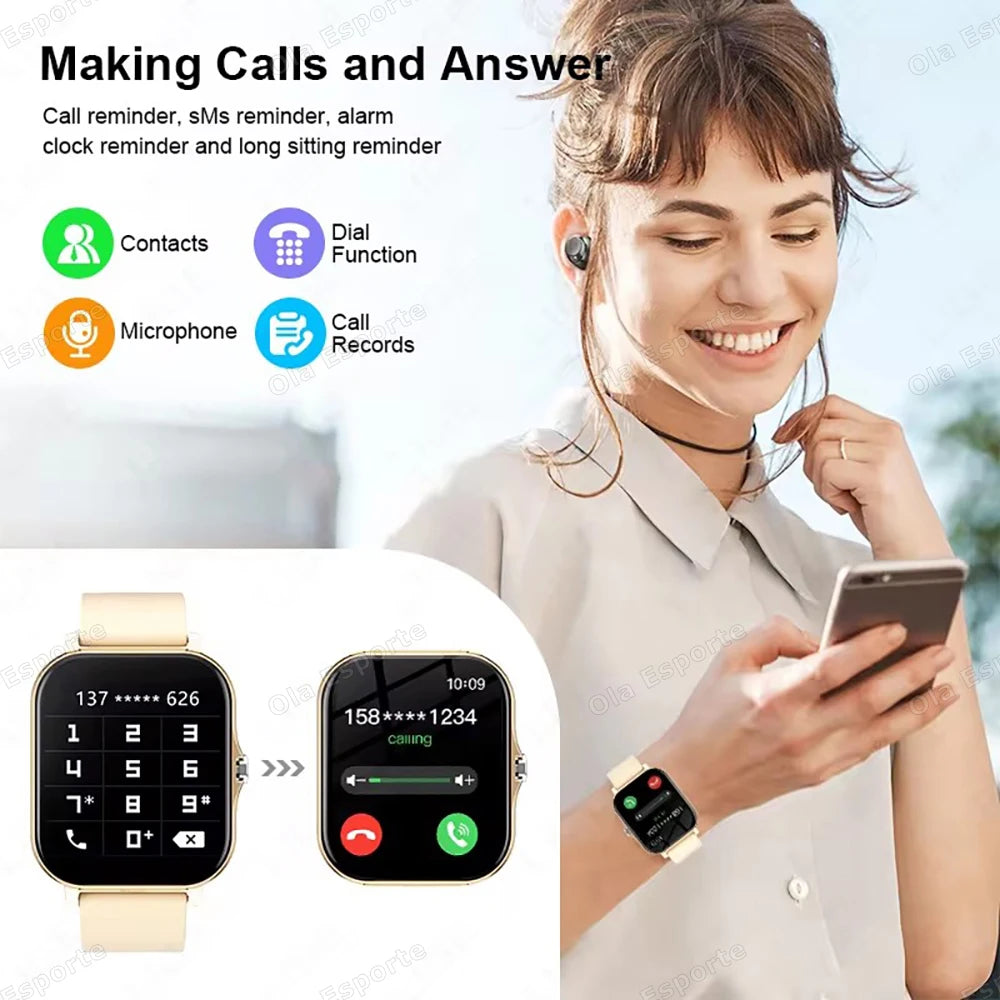 New Smart Watch 2.01 Inch HD Display Answer Make Call Message Preview Sport Modes Smartwatch DIY Dial Weather Forecast Men Women