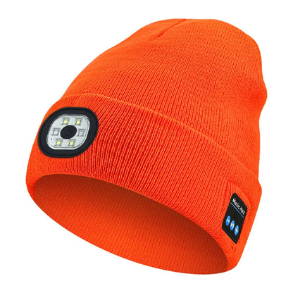 3-In-1 Function Bluetooth Beanie, Bluetooth Beanie with Light, Unisex 6 LED USB Rechargeable with Cordless Headphones Beanie