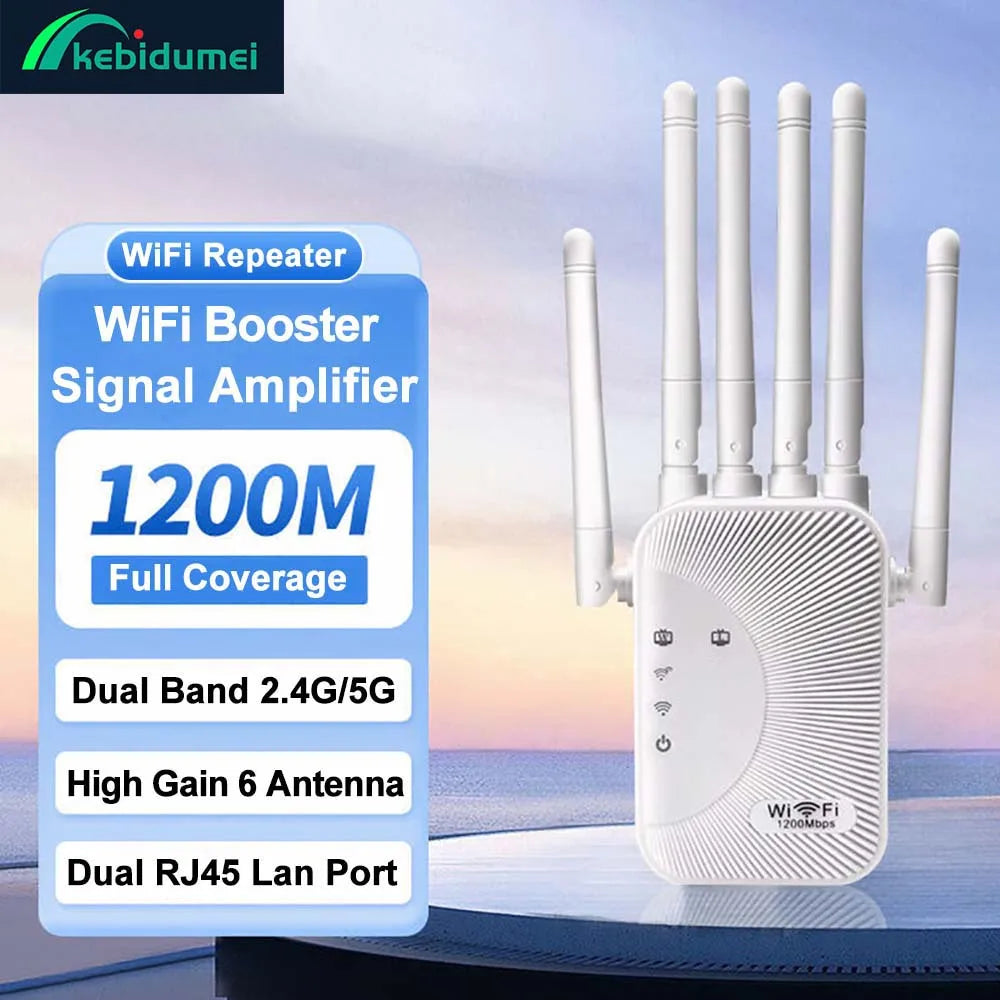 1200Mbps Wifi Repeater 2.4G 5G Amplifier Home Office Network Range Extender Wifi Signal Booster Wireless Wi-Fi Router