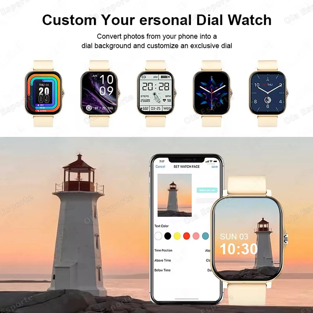 New Smart Watch 2.01 Inch HD Display Answer Make Call Message Preview Sport Modes Smartwatch DIY Dial Weather Forecast Men Women