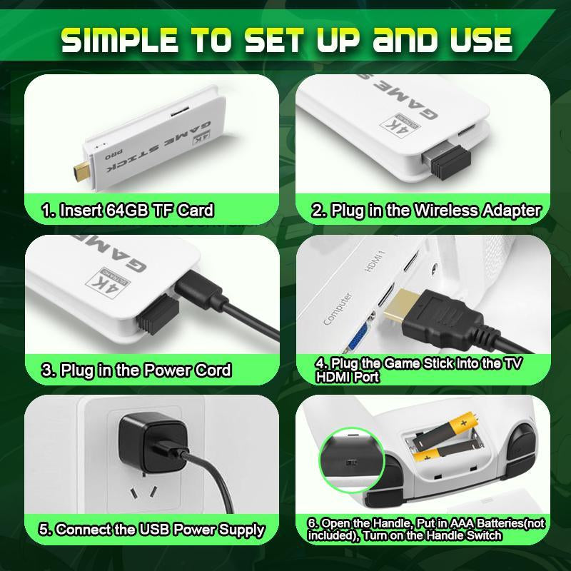 Mass Games Retro Game Console with 40000+ Built-In Games 19 Emulators 2 Wireless Controllers 4K Output & 64GB SD Card Perfect for Kids & Adults - Portable Gaming System,Tiktokshopblackfriday